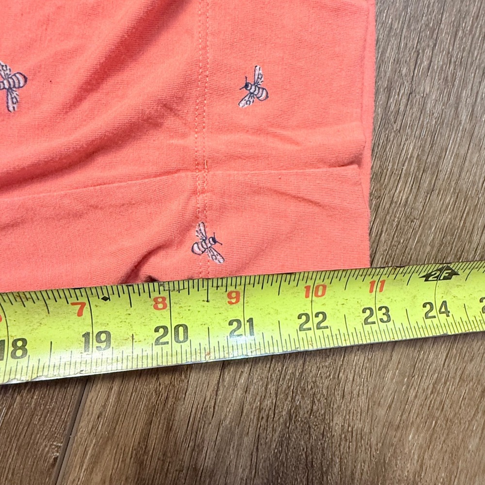 Soma Pajama Set Coral Bee Print Short Sleeve Top L, Capri Bottom XL Lightweight - Picture 13 of 16